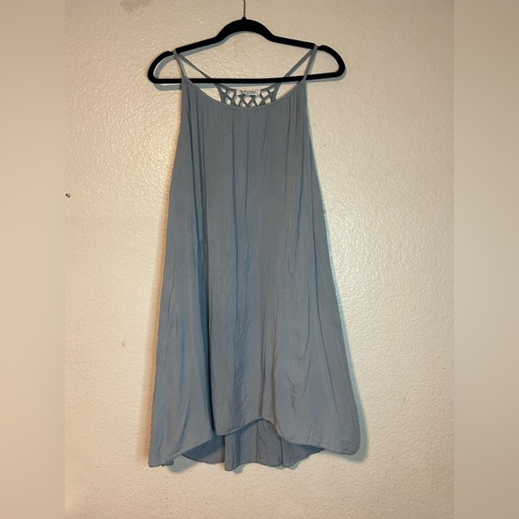 Sandra Fellini Made In Italy Light Blue Sleeveless Top Asymmetrical Lagenlook - Picture 10 of 13